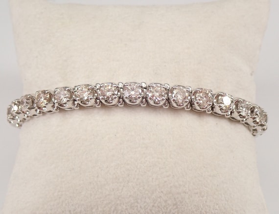 14K White Gold Diamond Tennis Bracelet - Large Chunky Heavy Setting - GalaxyGems Fine Jewelry Gift