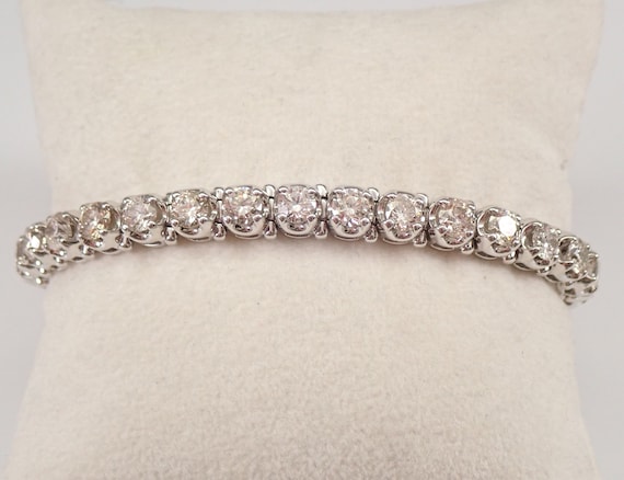 Diamond Bracelet Tennis Bracelet 14K White Gold 10.14 ct Diamond Tennis Bracelet Traditional Prong Set Line