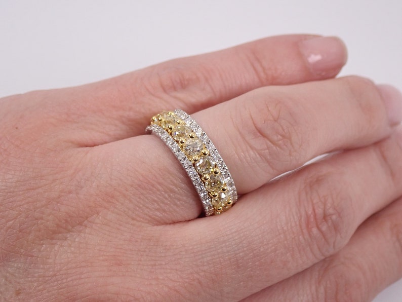 5.48 ct Fancy Yellow CANARY Diamond Eternity Wedding Ring Wide | Etsy