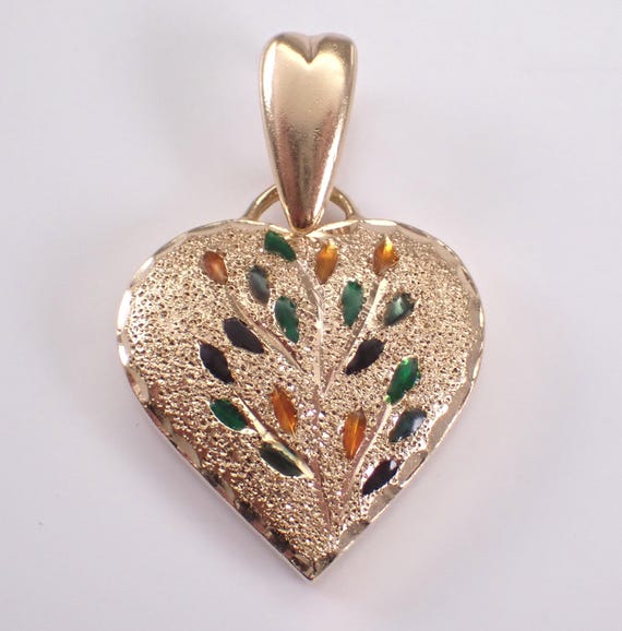 Vintage 14K Yellow Gold Heart Charm - Estate Enamel Heart Pendant for Bracelet or Necklace