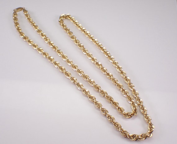 Vintage 14K Yellow Gold Rope Chain: 30" Braided Estate Mesh Choker Necklace