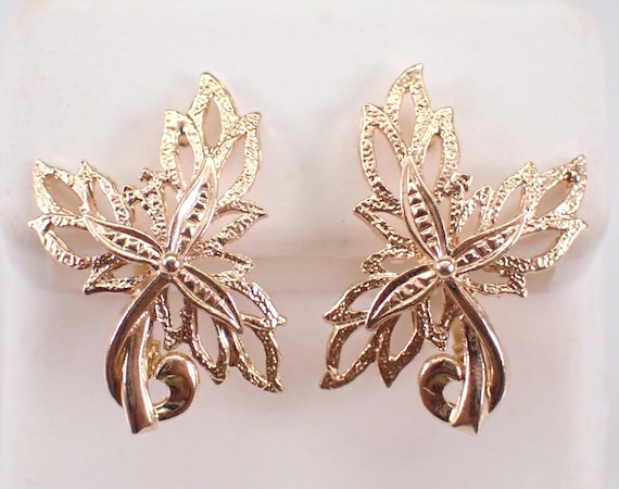 Vintage 14K Rose Gold Earrings: Unique Estate Antique Jewelry Gift - Euro Clasp English Lock Drops