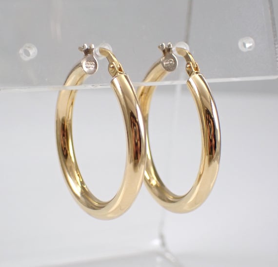 Vintage 14K Yellow Gold Hoop Earrings - Estate GalaxyGems Fine Jewelry Huggies Gift