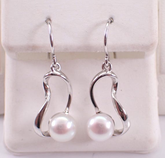 Sterling Silver Vintage Dangle Pearl Earrings - Unique Gemstone Drops on Kidney Wire