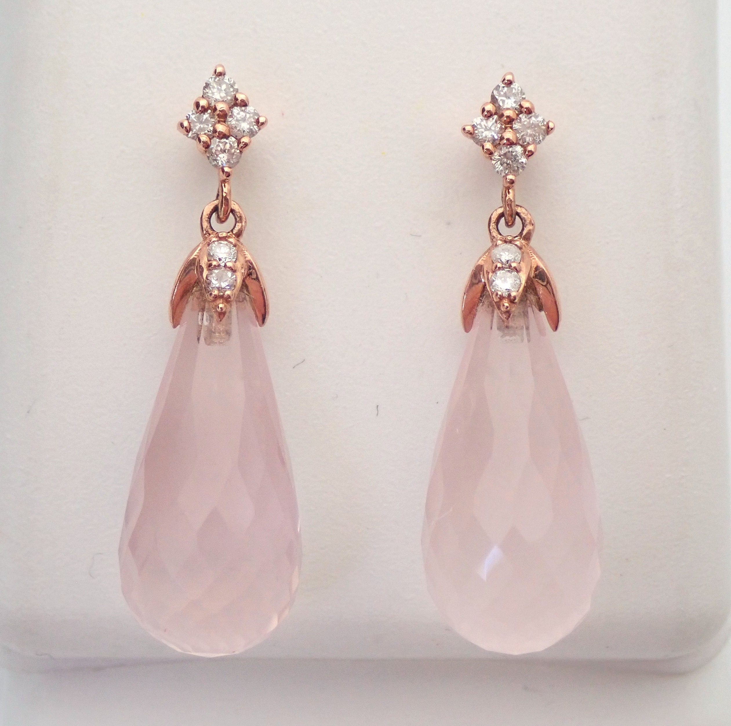 Rose Quartz Briolette Dangle Drop 