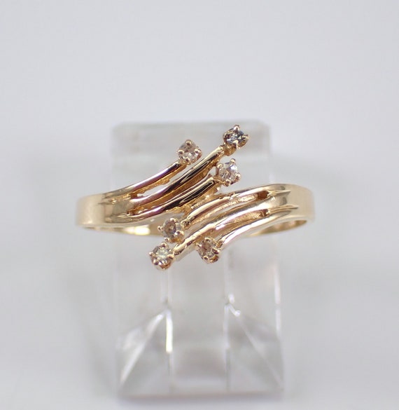 Vintage Diamond Bypass Ring - 14K Yellow Gold Coc… - image 2