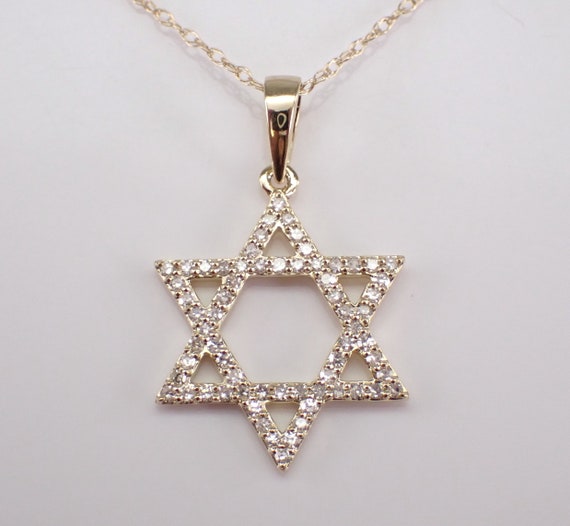 Diamond Star of David Pendant and Chain Yellow Gold Jewish Charm Necklace Genuine Religious Fine Jewelry Gifts Etsy Canada