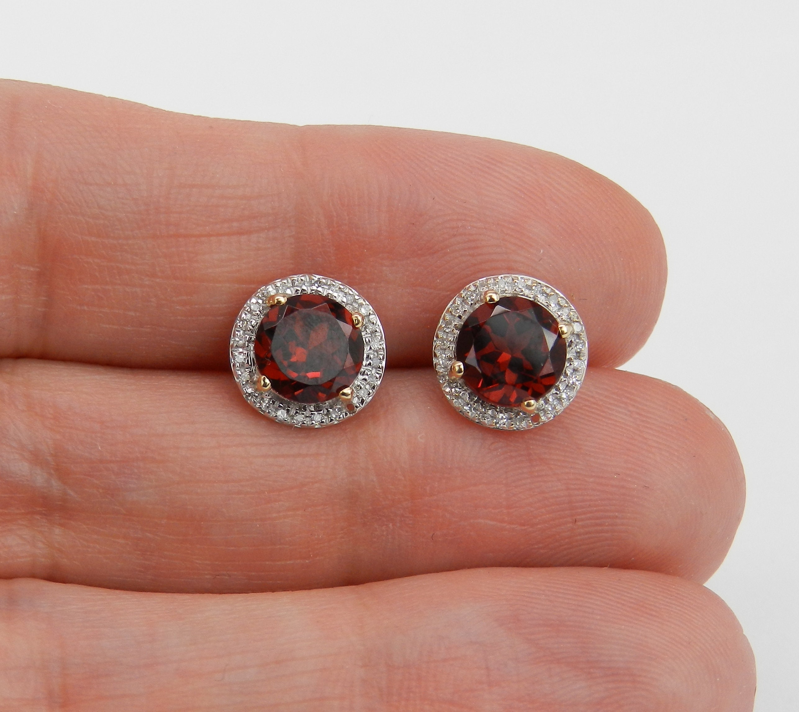 and Diamond Stud Earrings Halo Studs 14K Yellow Gold January