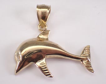 Vintage 14K Yellow Gold Dolphin Charm Pendant - Estate Orca Whale Charm for Necklace or Bracelet
