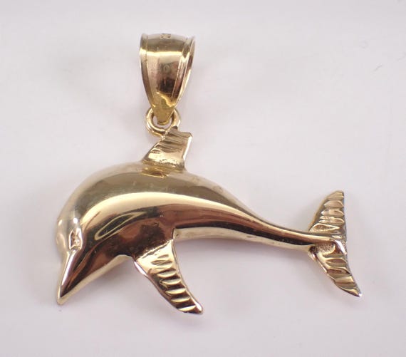 Vintage 14K Yellow Gold Dolphin Charm Pendant - Estate Orca Whale Charm for Necklace or Bracelet