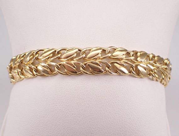 Vintage 14K Yellow Gold Multi Row Bracelet - Unique Estate Simple Layering Link