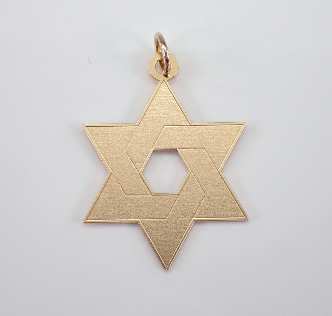 14K Yellow Gold Small Polished Star Of David Charm Pendant – 0.75 Inch – Wishing For Claudia
