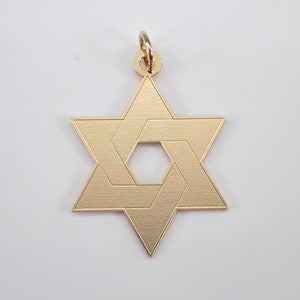 Vintage 14K geelgouden Davidster bedelhanger - Joodse religie judaica sieraden voor ketting of armband
