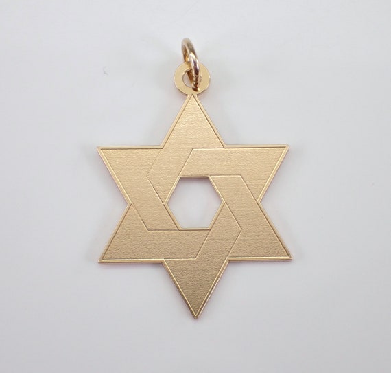 Vintage 14K Yellow Gold Star of David Charm Pendant - Jewish Religion Judaica Jewelry for Necklace or Bracelet