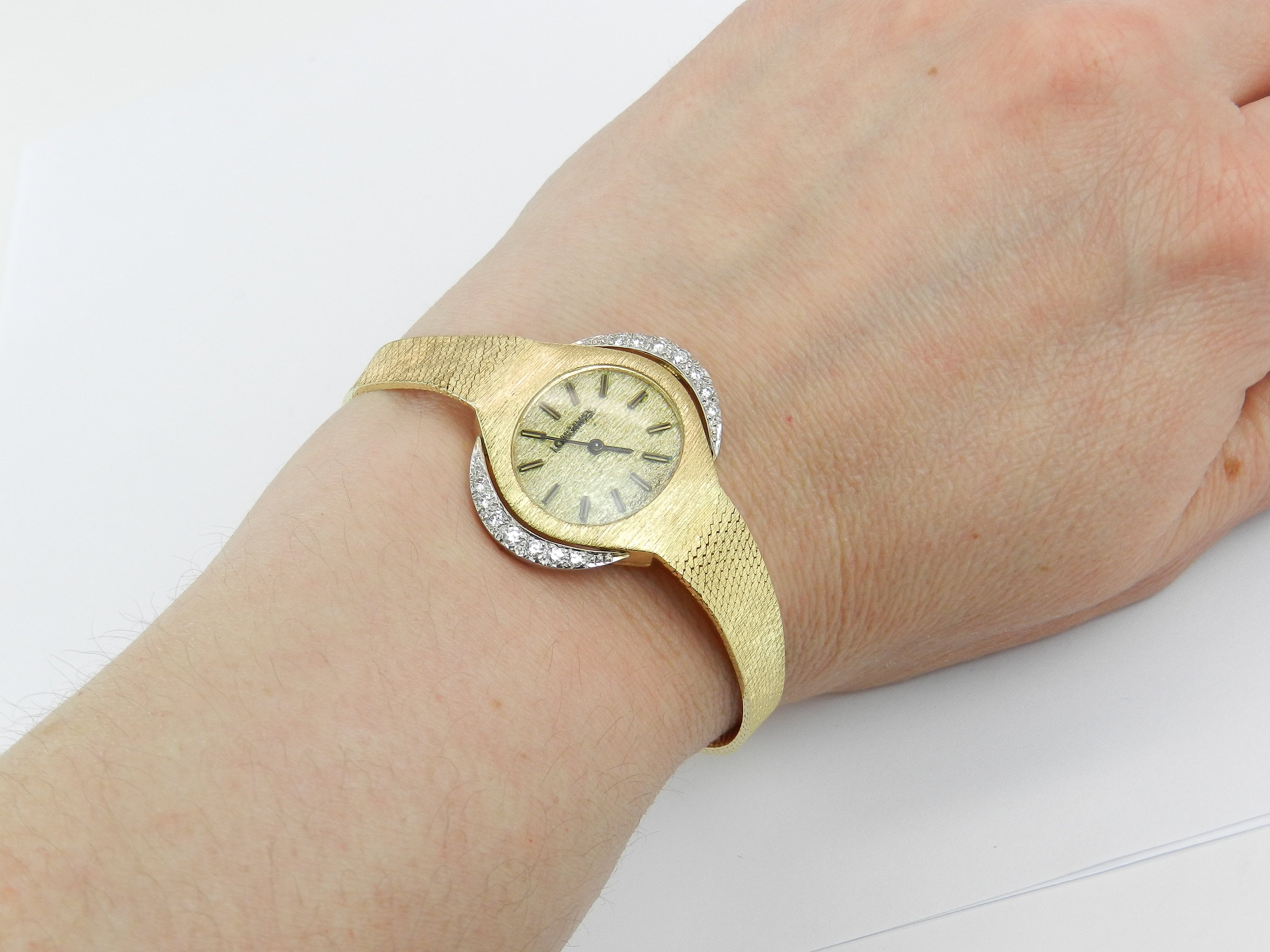 Antique Vintage 14K Yellow Gold Diamond LONGINES Ladies Bracelet Watch