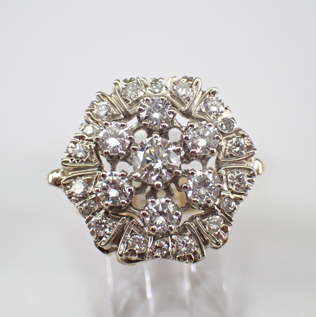 Antique diamond flower cluster ring deals