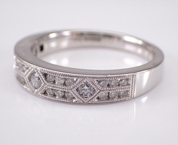 White Gold Diamond Wedding Ring - Stackable Milgr… - image 7