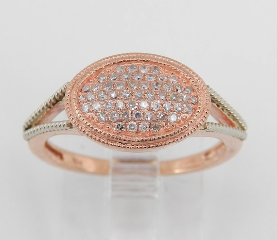Rose Gold Diamond Cluster Ring - Dainty Engagement Promise Setting - Unique Jewelry Birthday Gift