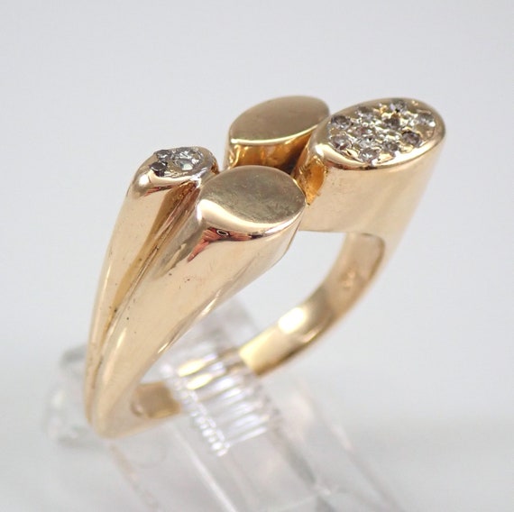 Vintage 14K Yellow Gold Diamond Ring, Unique Clus… - image 2