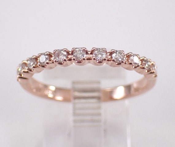 14K Rose Gold Diamond Wedding Ring, Stackable Dainty Anniversary Band, GalaxyGems Bridal Fine Jewelry Gift