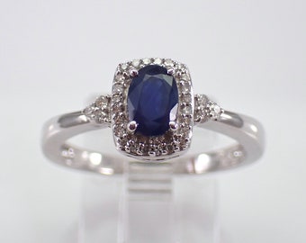 Sapphire and Diamond Promise Ring - White Gold Gemstone Engagement Band - September Birthstone Fine Jewelry Gift