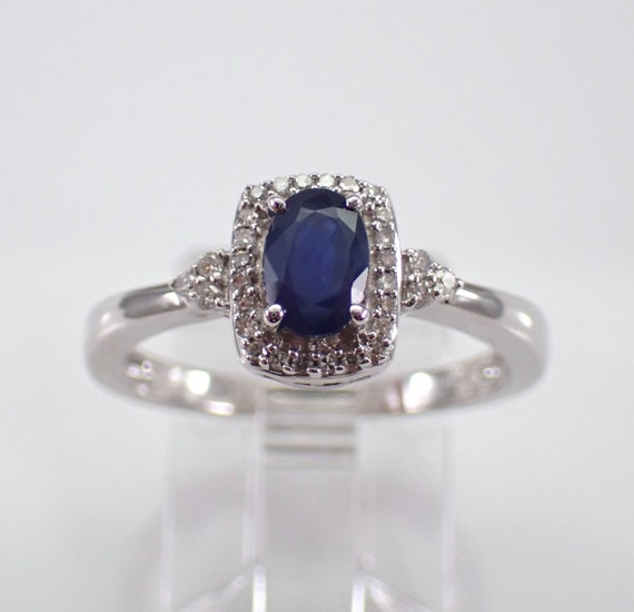 Sapphire and Diamond Promise Ring - White Gold Gemstone Engagement Band - September Birthstone Fine Jewelry Gift