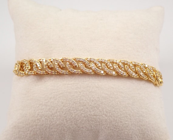 Yellow Gold 1.00 ct Diamond Tennis Bracelet Chainlink ADJUSTABLE Bolo Clasp