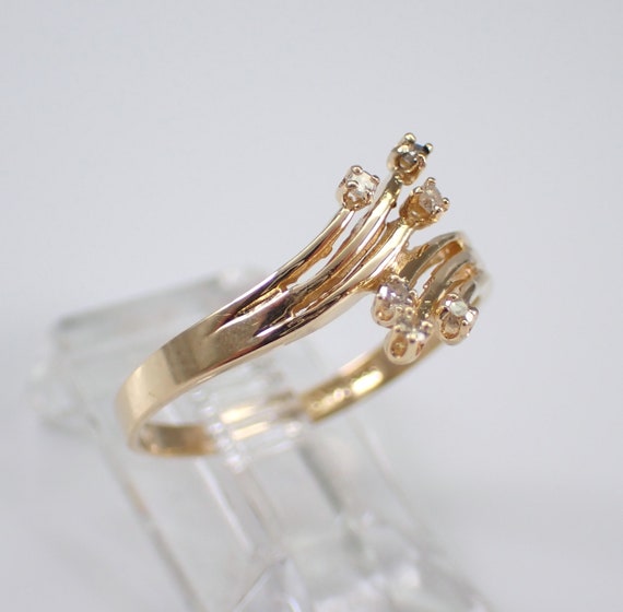 Vintage Diamond Bypass Ring - 14K Yellow Gold Coc… - image 3