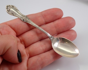 Vintage Sterling Silver Baby Spoon - Decorative Antique Teaspoon - Estate Ornate Floral Newborn Gift - Wild Rose Dinnerware Collection