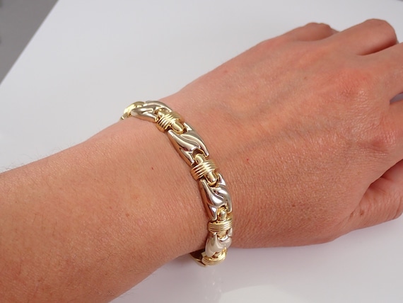 Vintage Solid 14k Gold Toggle Bracelet - Unique E… - image 6