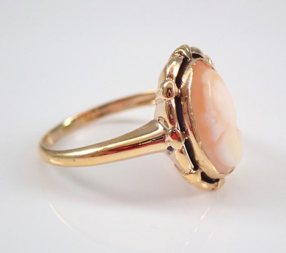 Vintage Solid Yellow Gold Cameo Ring, Antique Bez… - image 5