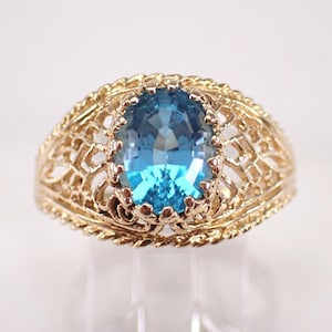 Vintage Gemstone Solitaire Ring - Solid 14K Yellow Gold Antique Jewelry - Engagement Promise Gift