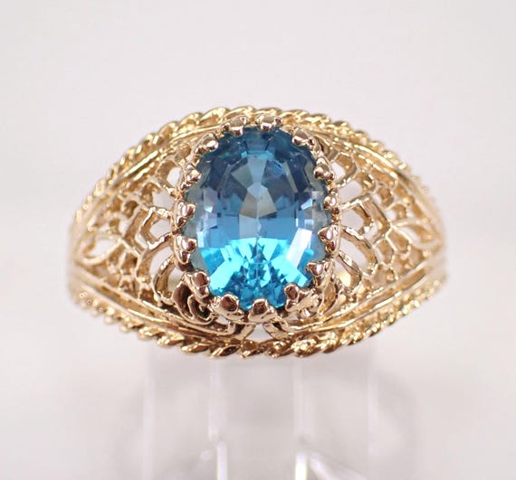 Vintage Gemstone Solitaire Ring - Solid 14K Yellow Gold Antique Jewelry - Engagement Promise Gift