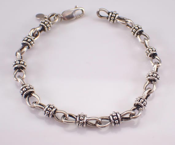 Vintage Sterling Silver Link Bracelet - Layering Rondelle Everyday Estate Jewelry Gift