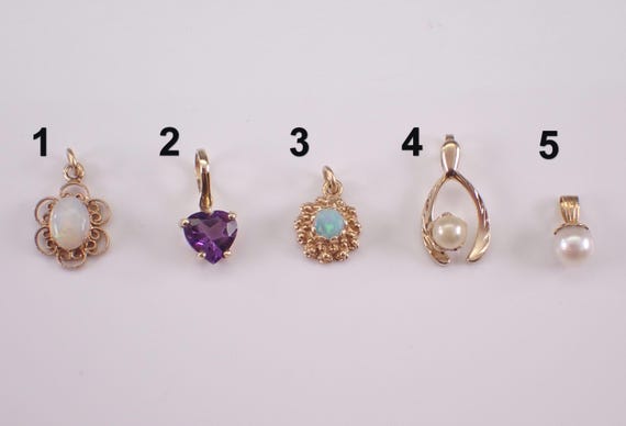 Vintage Antique Charm Pendant: Unique Dainty Gemstone Slide, Opal Pearl Amethyst