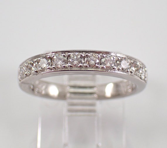 Platinum Diamond Wedding Ring - Stackable Anniversary Band Gift - Genuine Bridal Fine Jewelry