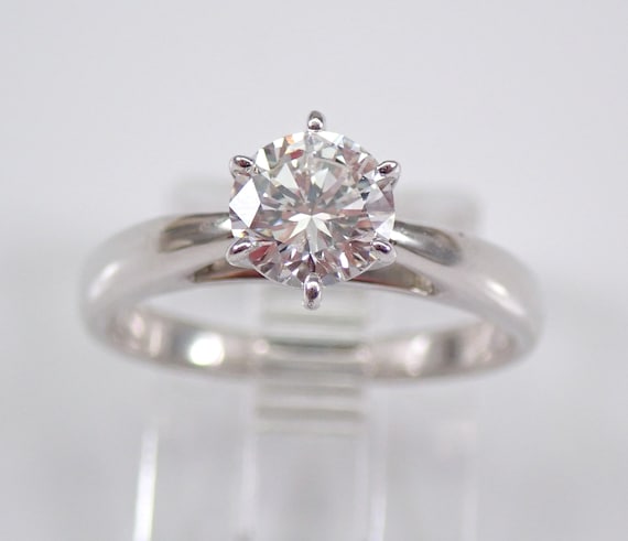 14K White Gold .70ct Diamond Engagement Ring, Genuine Natural Round Brilliant Diamond, Bridal Jewelry Proposal Gift