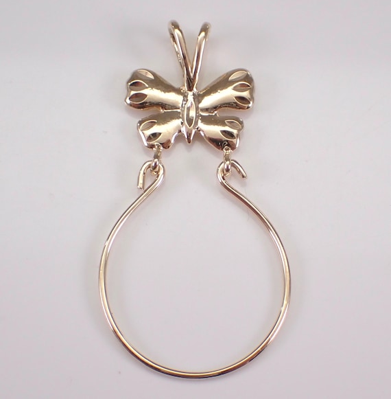 Vintage 14K Yellow Gold Charm Holder - Estate Butterfly Bow Tie Pendant - Dainty Jewelry Gift for Necklace