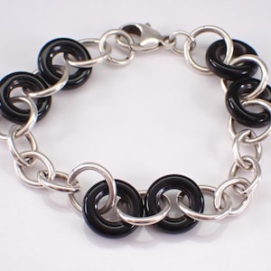 Vintage Sterling Silber Onyx Armband, Alltag Schichtung stapelbar Schmuck Geschenk
