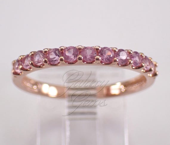 Rose Gold Pink Sapphire Wedding Band Anniversary Ring