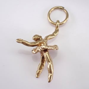 Vintage Ballet Dancer Charm Pendant, Solid 14K Yellow Gold Ballerina Jewelry for Bracelet or Necklace, Unique Keepsake Gift
