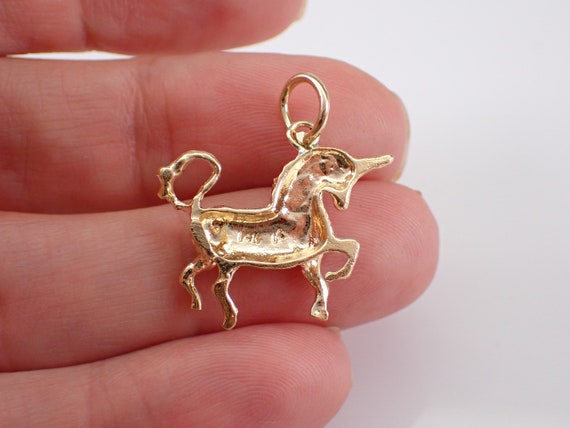 Vintage 14K Yellow Gold Unicorn Charm, Adorable S… - image 6