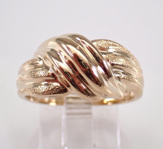 Vintage 14K Yellow Gold Domed Love Knot Ring - Antique Estate Wedding Anniversary Band