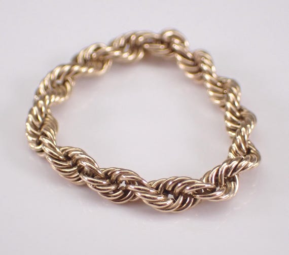 Vintage Estate 14K Yellow Gold Flexible Rope Chain Ring Size 5.75