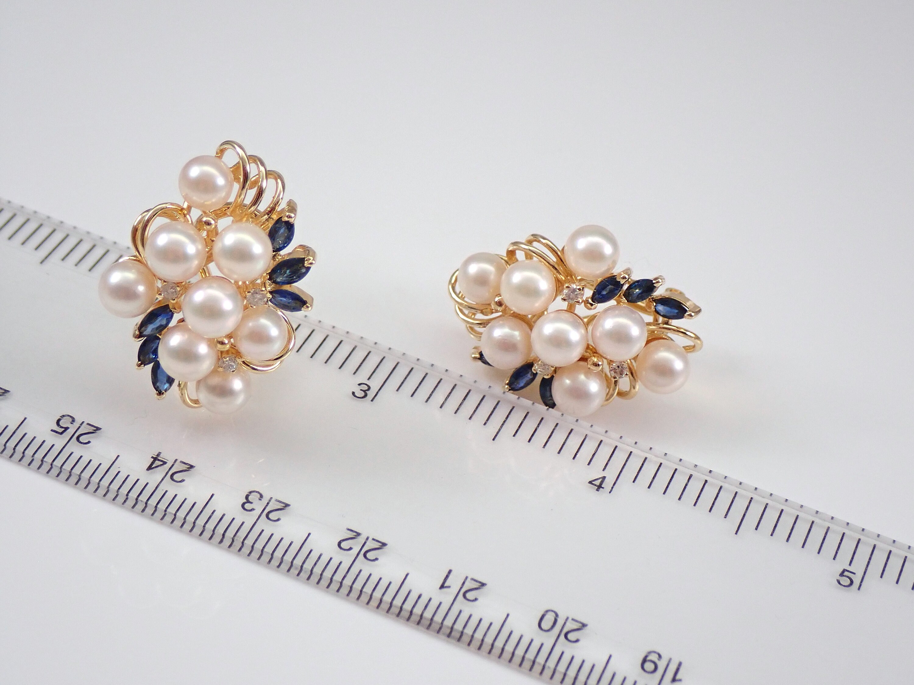 Vintage Cultured Pearl Cluster Earrings - Ruby Lane