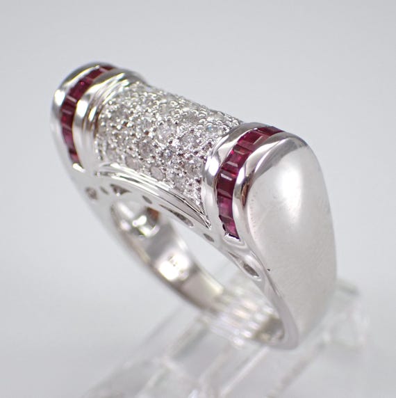 18K White Gold Ruby and Diamond Ring, Gemstone Cl… - image 3