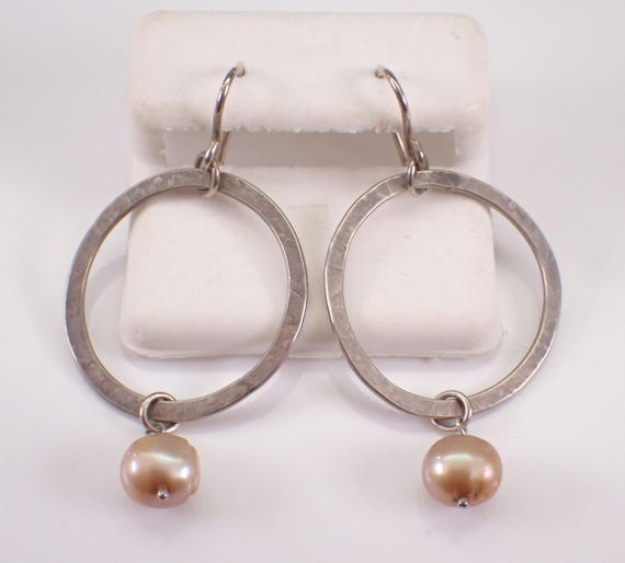 Sterling Silver Pearl Dangle Earrings - Vintage Gemstone Drops on Kidney Wire