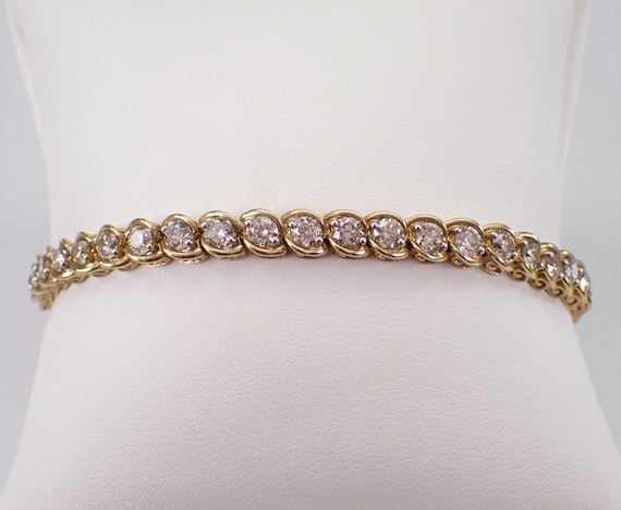 Diamond Bracelet Tennis Bracelet - Yellow Gold Traditional Line Bracelet - GalaxyGems Fine Jewelry Gift