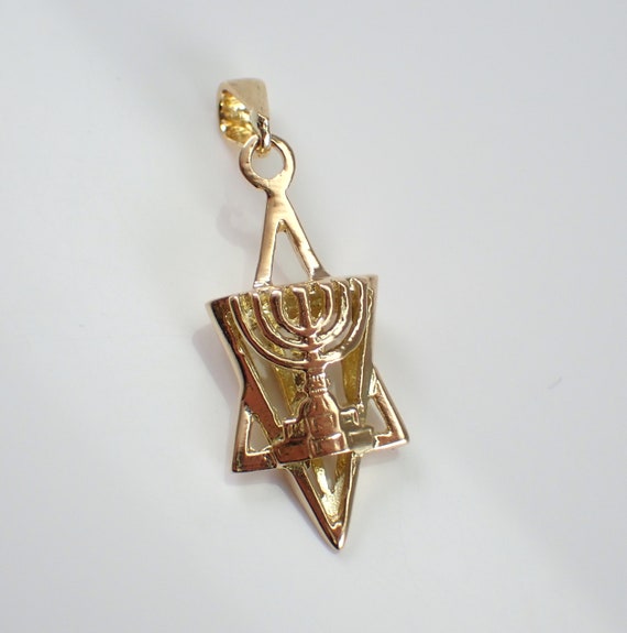 Vintage 14K Yellow Gold Star of David Charm Pendant - Jewish Religion Menorah Judaica Jewelry for Necklace or Bracelet