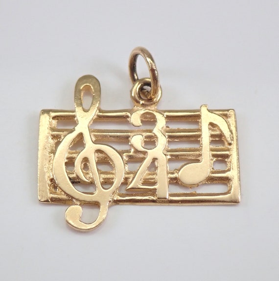 Vintage 14K Yellow Gold Music Note Charm, Treble Clef Pendant for Bracelet or Necklace, Perfect Musician Gift